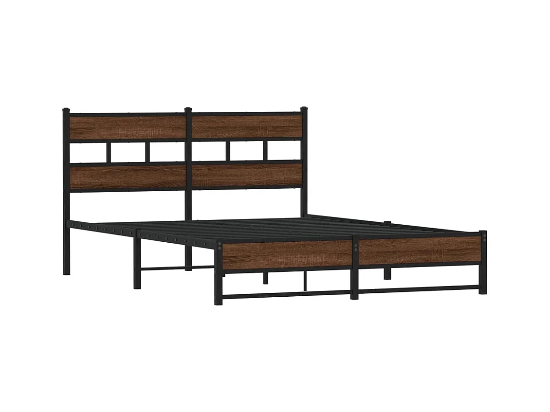 Lit double | Lit adulte | Cadre de lit en métal chêne marron 160x200 cm