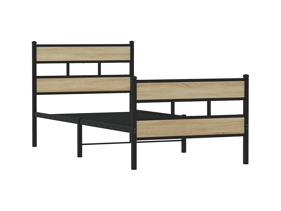 Lit simple | Lit adulte, enfant | Cadre de lit en métal chêne sonoma 100x190 cm