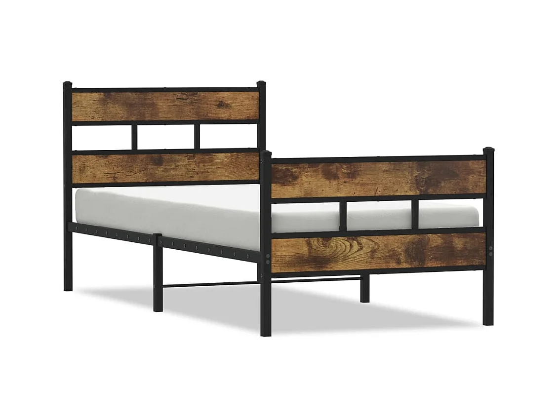 Lit simple | Lit adulte, enfant | Cadre de lit en métal chêne fumé 100x190 cm