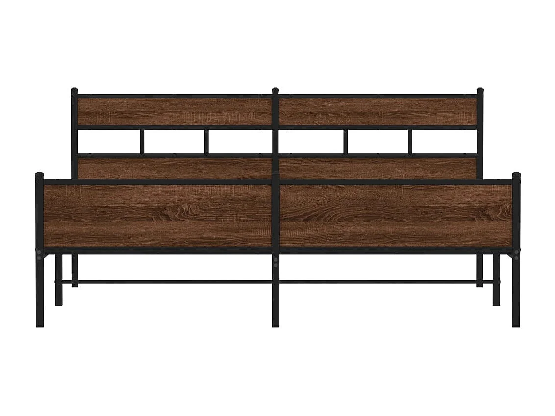 Letto per adulti | Letto matrimoniale | Giroletto senza Materaso in Metallo Rovere Marrone 200x200 cm