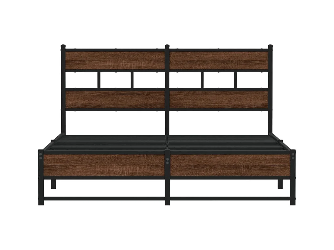 Lit double | Lit adulte | Cadre de lit en métal chêne marron 140x200 cm