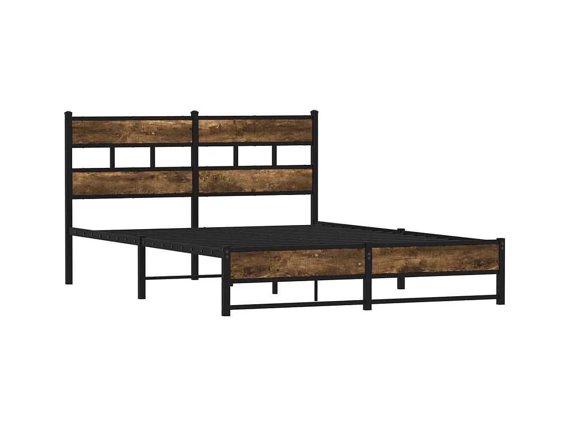 Lit double | Lit adulte | Cadre de lit en métal chêne fumé 140x190 cm