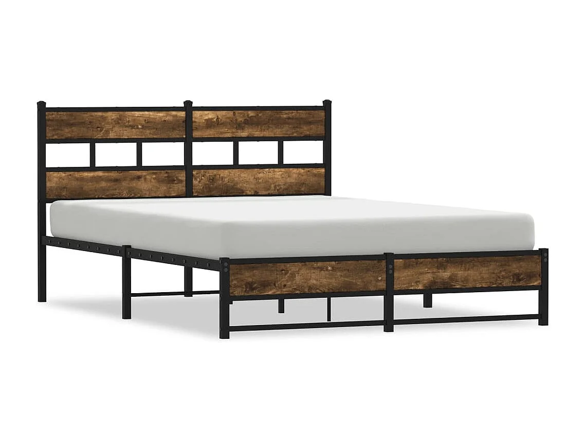 Letto per adulti | Letto matrimoniale | Giroletto senza Materaso in Metallo Rovere Fumo 140x190 cm