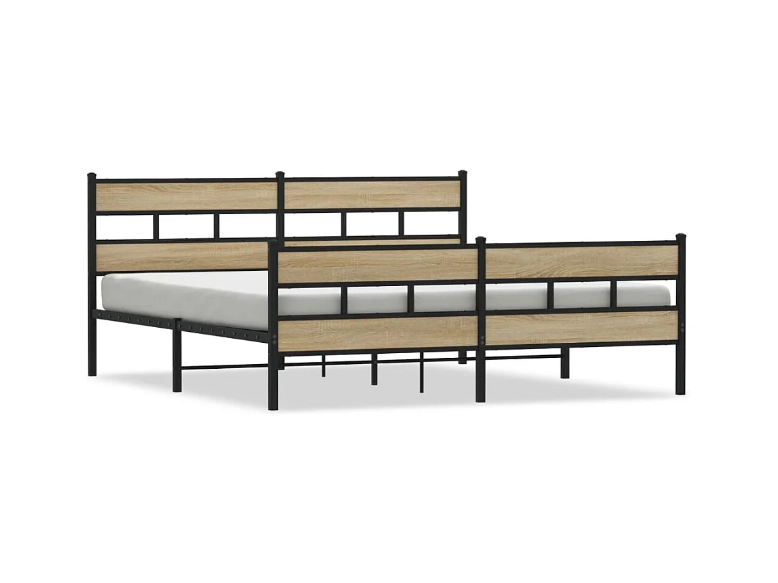 Lit double | Lit adulte | Cadre de lit en métal chêne sonoma 180x200 cm
