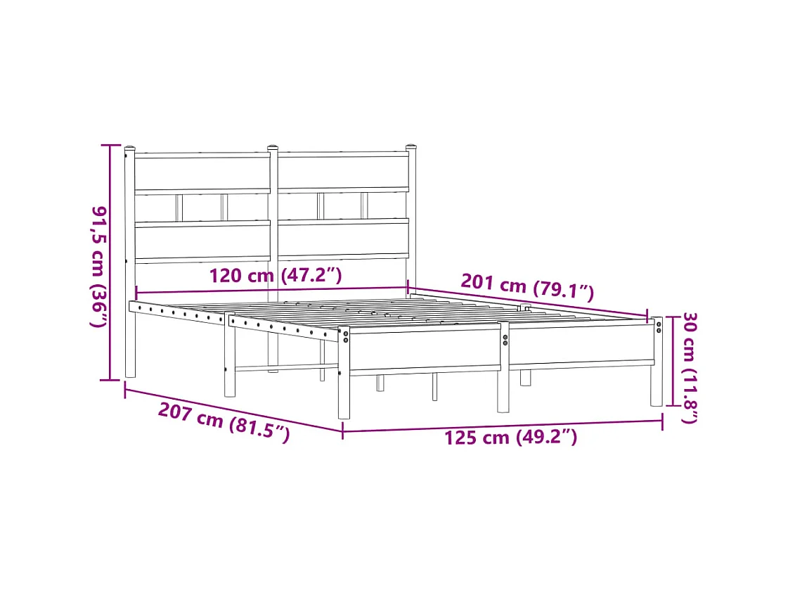 Lit simple | Lit adulte, enfant | Cadre de lit chêne marron 120x200 cm