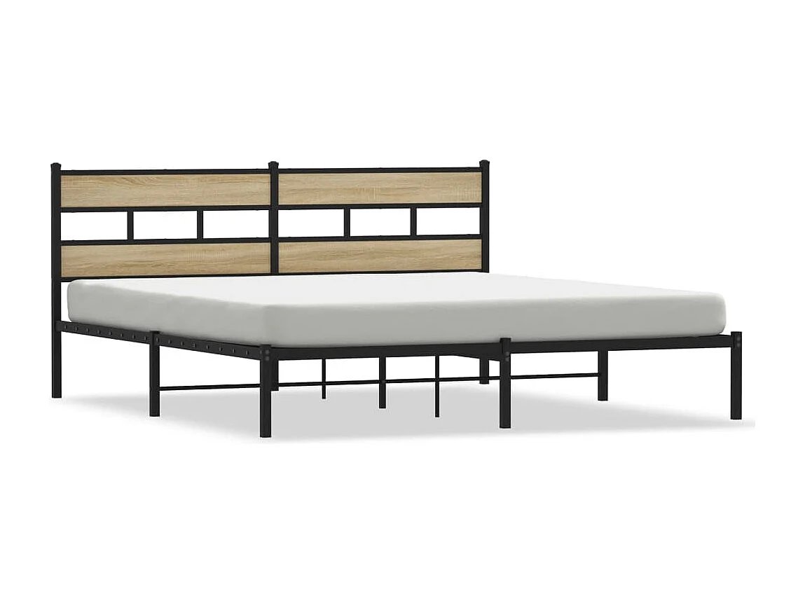 Letto per adulti | Letto matrimoniale | Giroletto senza Materaso in Metallo Rovere Sonoma 180x200 cm