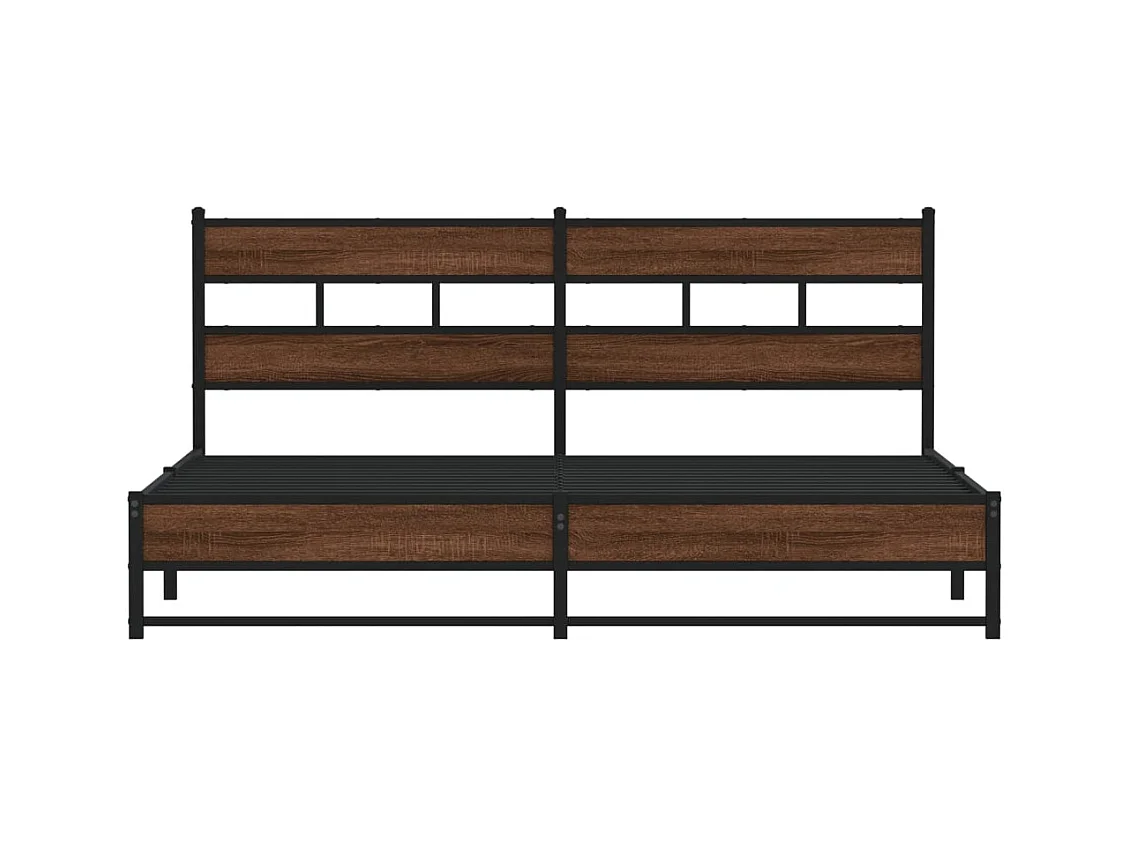 Lit double | Lit adulte | Cadre de lit en métal chêne marron 200x200 cm