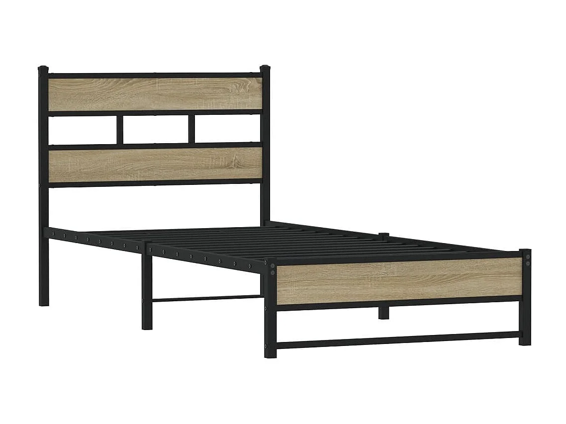 Letto per adulti | Letto singolo | Giroletto senza Materaso in Metallo Rovere Sonoma 100x200 cm