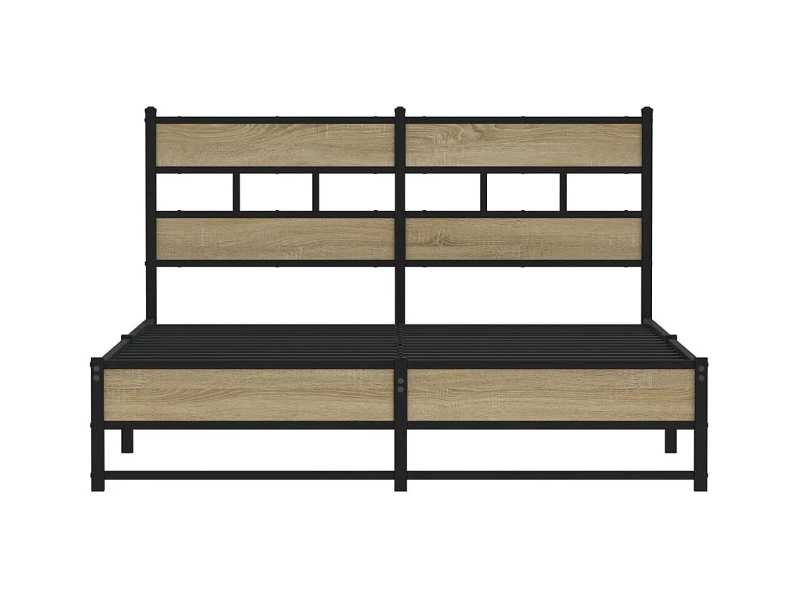 Lit double | Lit adulte | Cadre de lit en métal chêne sonoma 135x190 cm