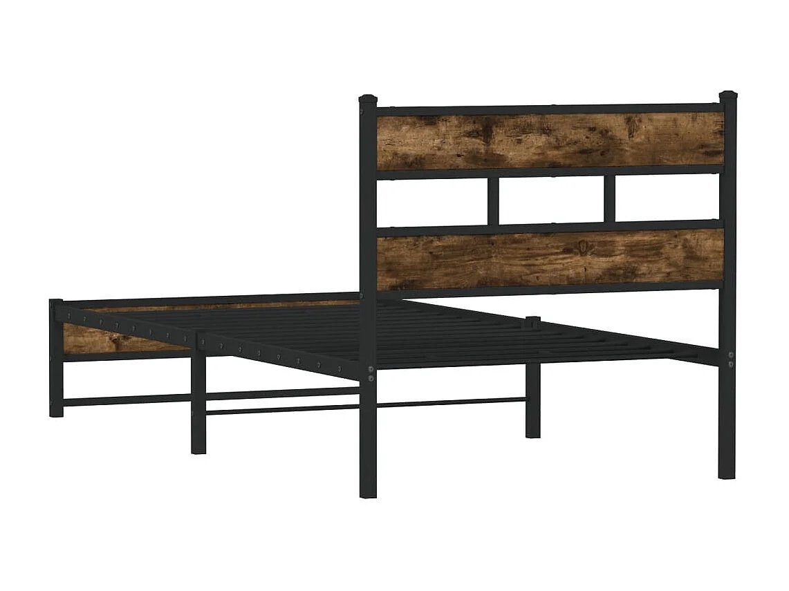 Letto per adulti | Letto singolo | Giroletto senza Materasso in Metallo Rovere Fumo 75x190 cm