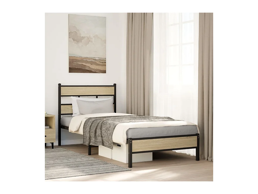 Lit simple | Lit adulte, enfant | Cadre de lit chêne sonoma 75x190 cm