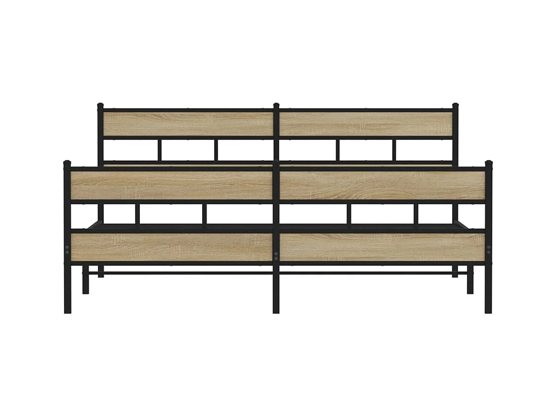 Lit double | Lit adulte | Cadre de lit en métal chêne sonoma 200x200 cm