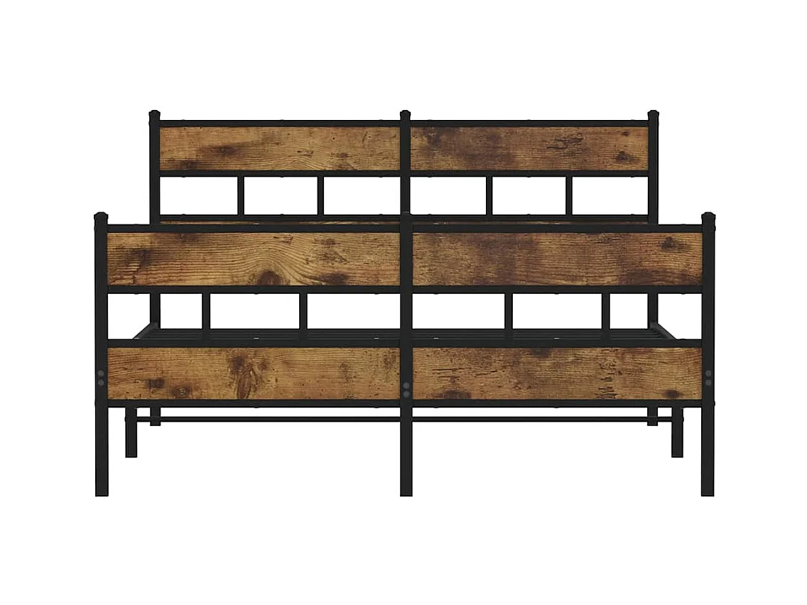 Lit double | Lit adulte | Cadre de lit en métal chêne fumé 135x190 cm
