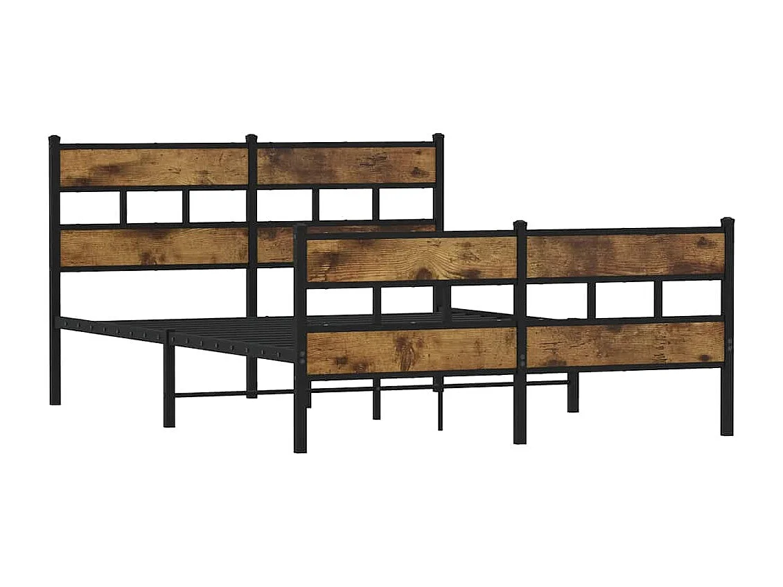 Letto per adulti | Letto matrimoniale | Giroletto senza Materaso in Metallo Rovere Fumo 135x190 cm