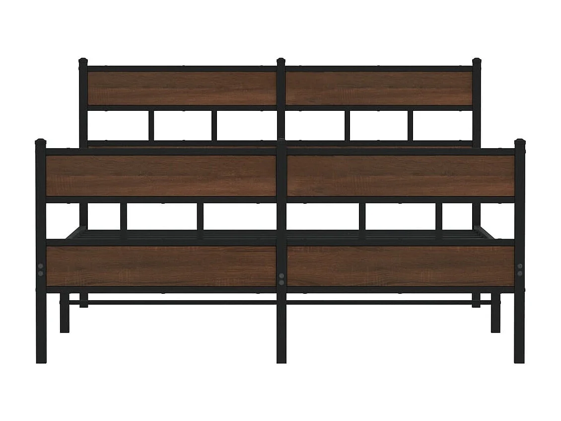 Letto per adulti | Letto matrimoniale | Giroletto senza Materaso in Metallo Rovere Marrone 150x200 cm