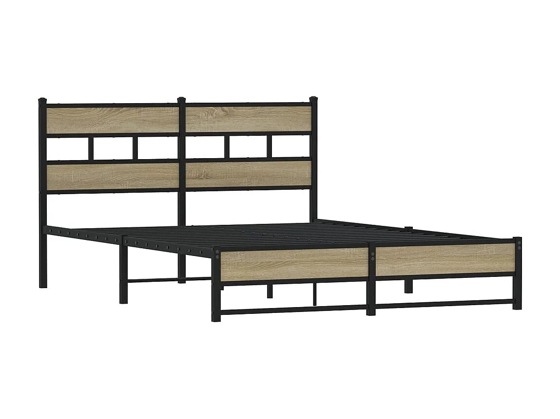 Letto per adulti | Letto matrimoniale | Giroletto senza Materaso in Metallo Rovere Sonoma 160x200 cm