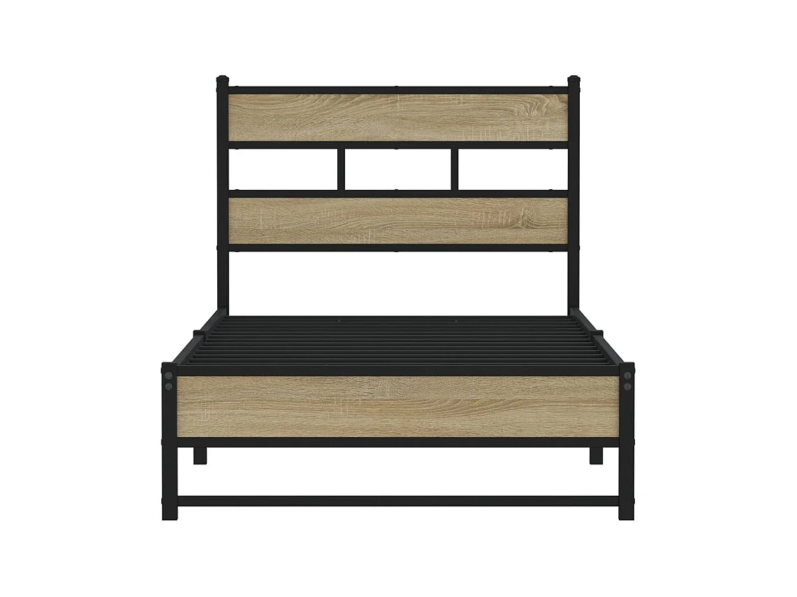 Lit simple | Lit adulte, enfant | Cadre de lit en métal chêne sonoma 90x190 cm