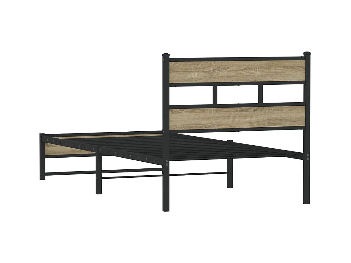 Lit simple | Lit adulte, enfant | Cadre de lit en métal chêne sonoma 90x190 cm