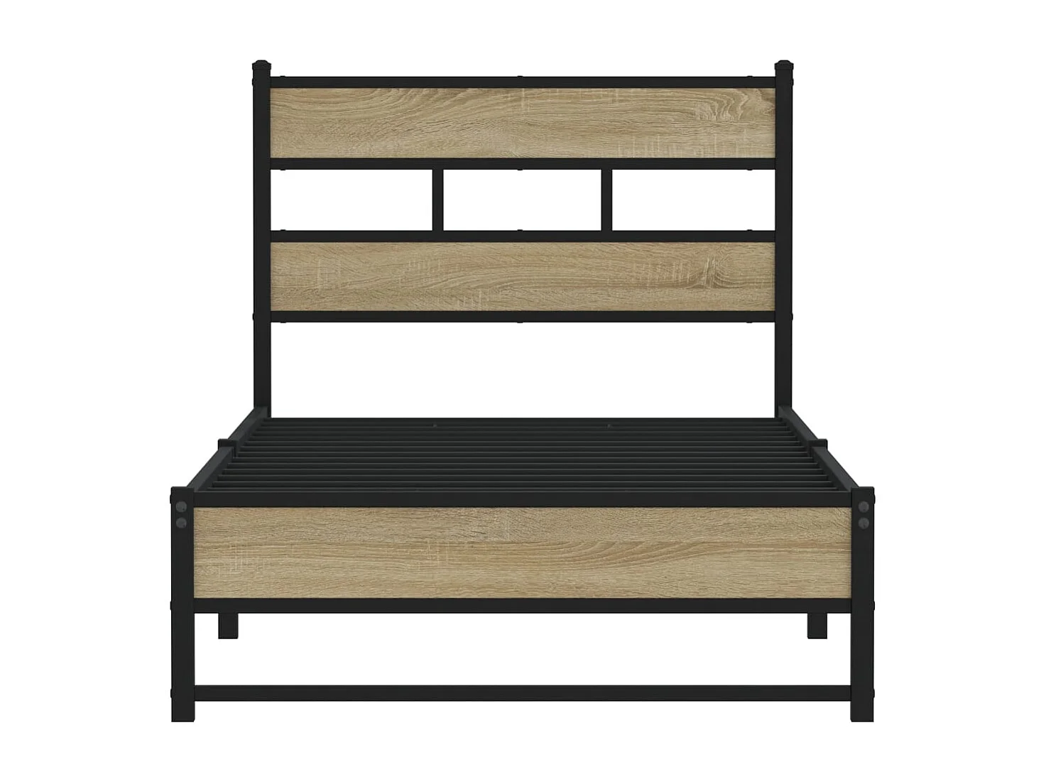 Letto per adulti | Letto singolo | Giroletto senza Materaso in Metallo Rovere Sonoma 90x190 cm