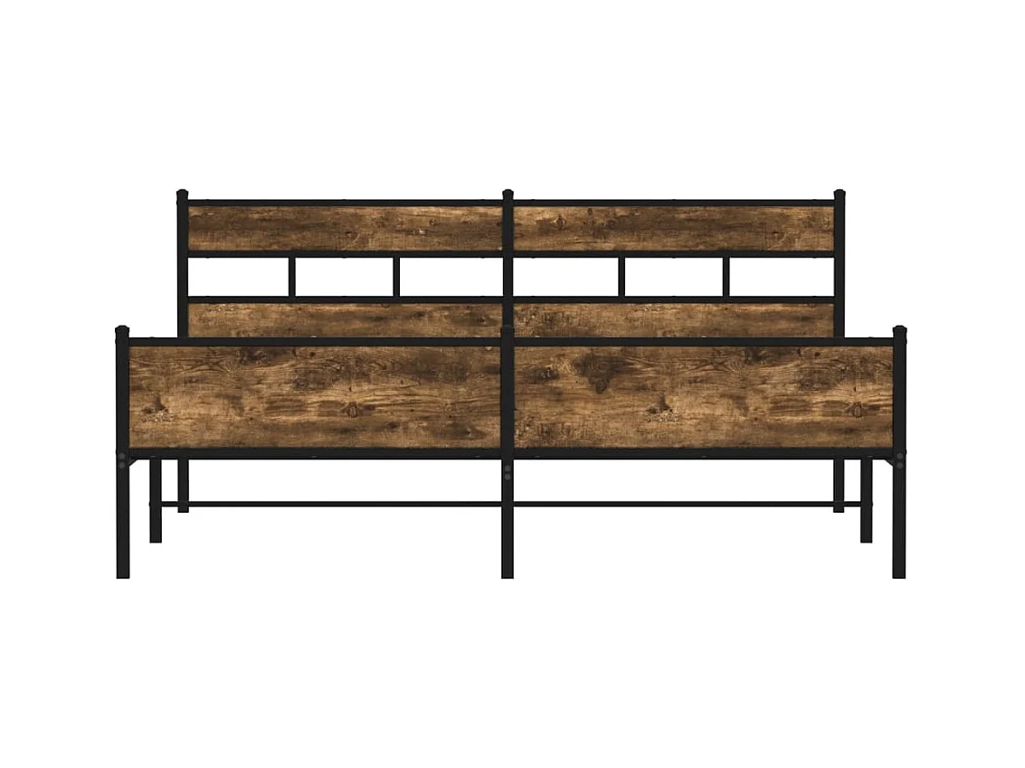 Lit double | Lit adulte | Cadre de lit en métal chêne fumé 200x200 cm