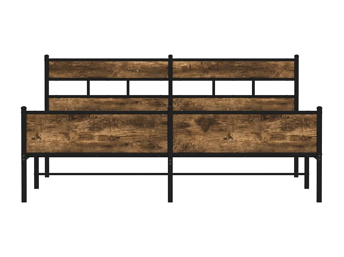 Lit double | Lit adulte | Cadre de lit en métal chêne fumé 200x200 cm
