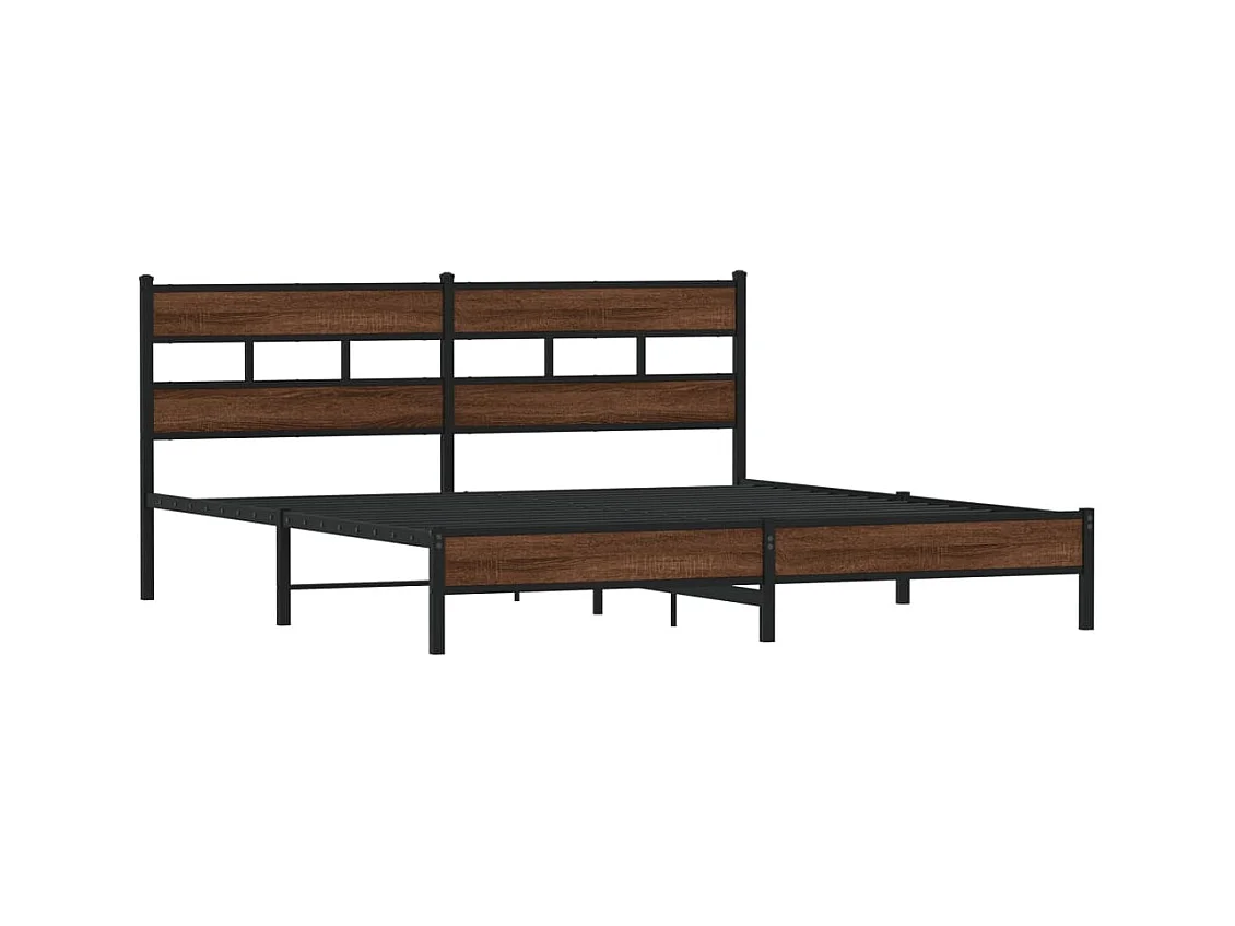 Lit double | Lit adulte | Cadre de lit en métal chêne marron 200x200 cm