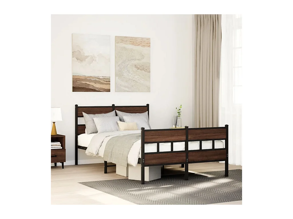 Lit simple | Lit adulte, enfant | Cadre de lit avec tête de lit et pied de lit 120x200 cm