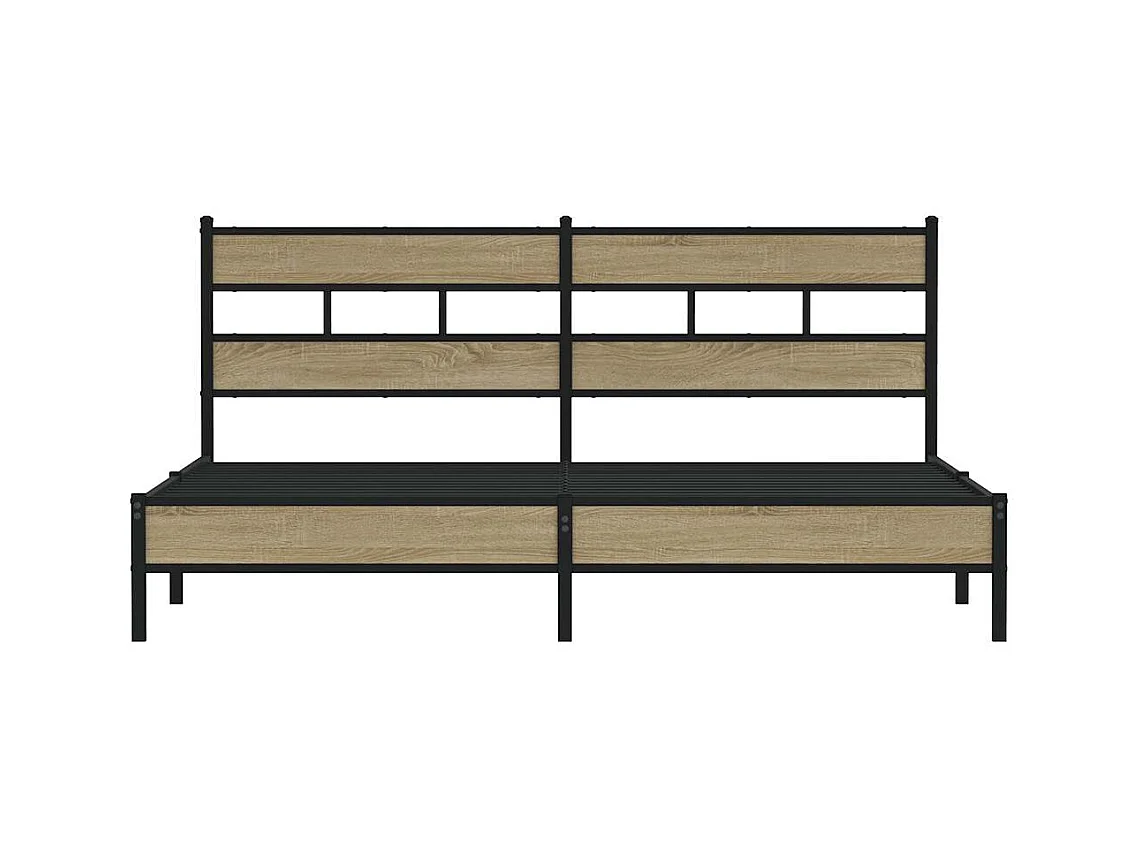 Lit double | Lit adulte | Cadre de lit en métal chêne sonoma 193x203 cm