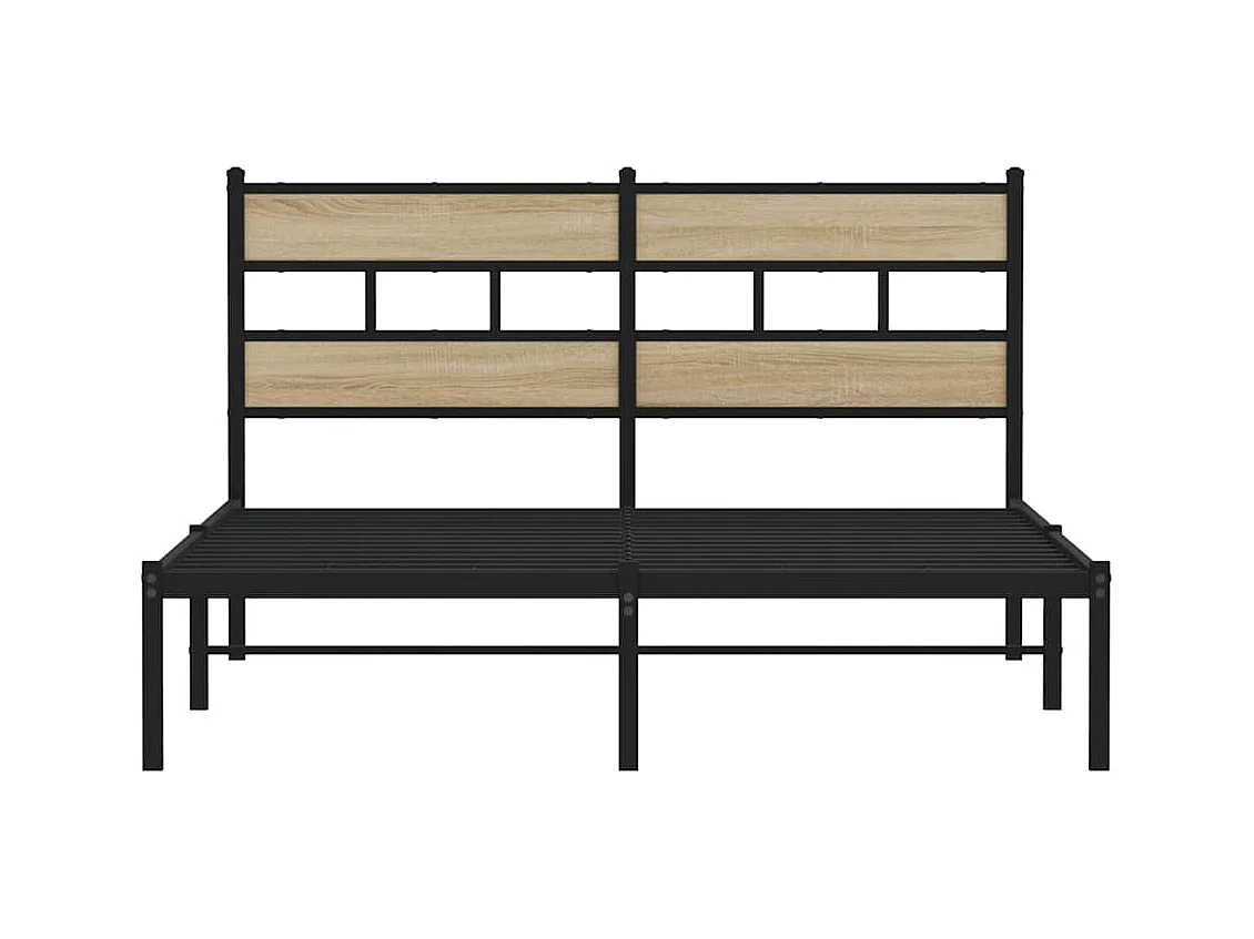 Lit double | Lit adulte | Cadre de lit en métal chêne sonoma 140x190 cm