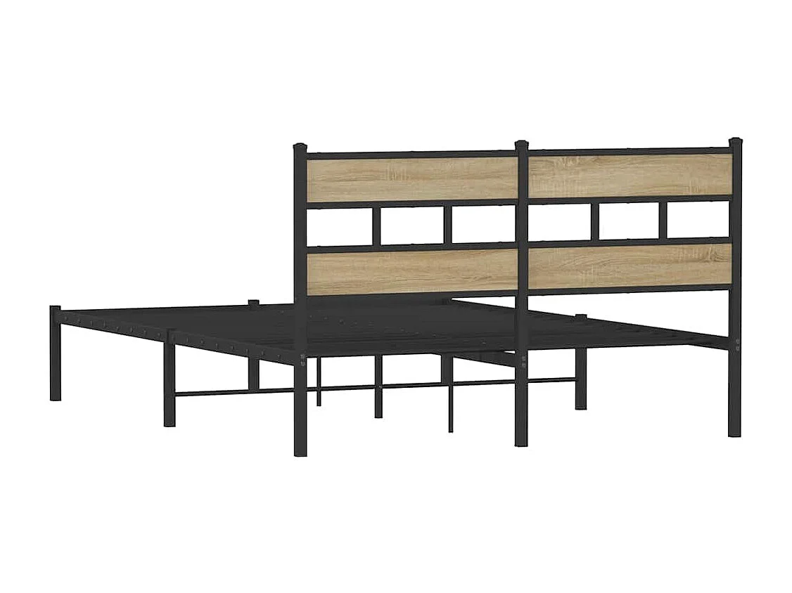 Lit double | Lit adulte | Cadre de lit en métal chêne sonoma 140x190 cm
