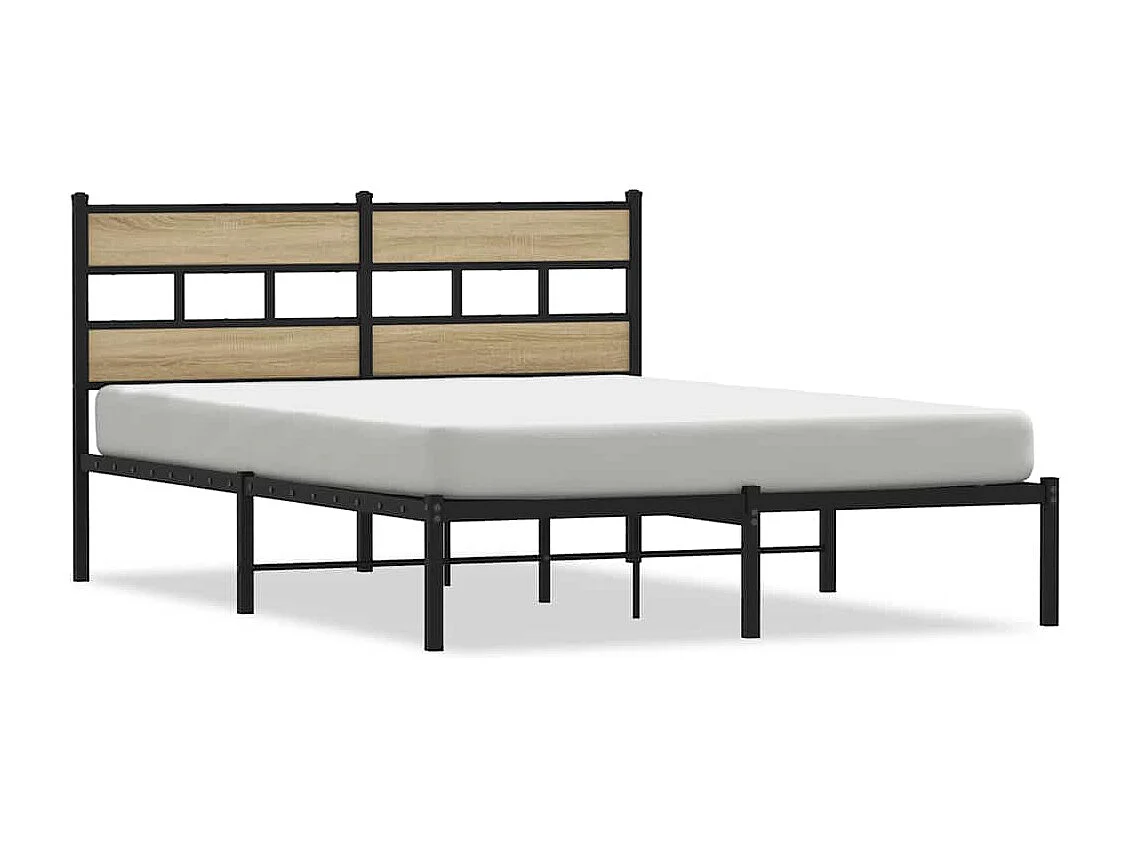 Lit double | Lit adulte | Cadre de lit en métal chêne sonoma 140x190 cm