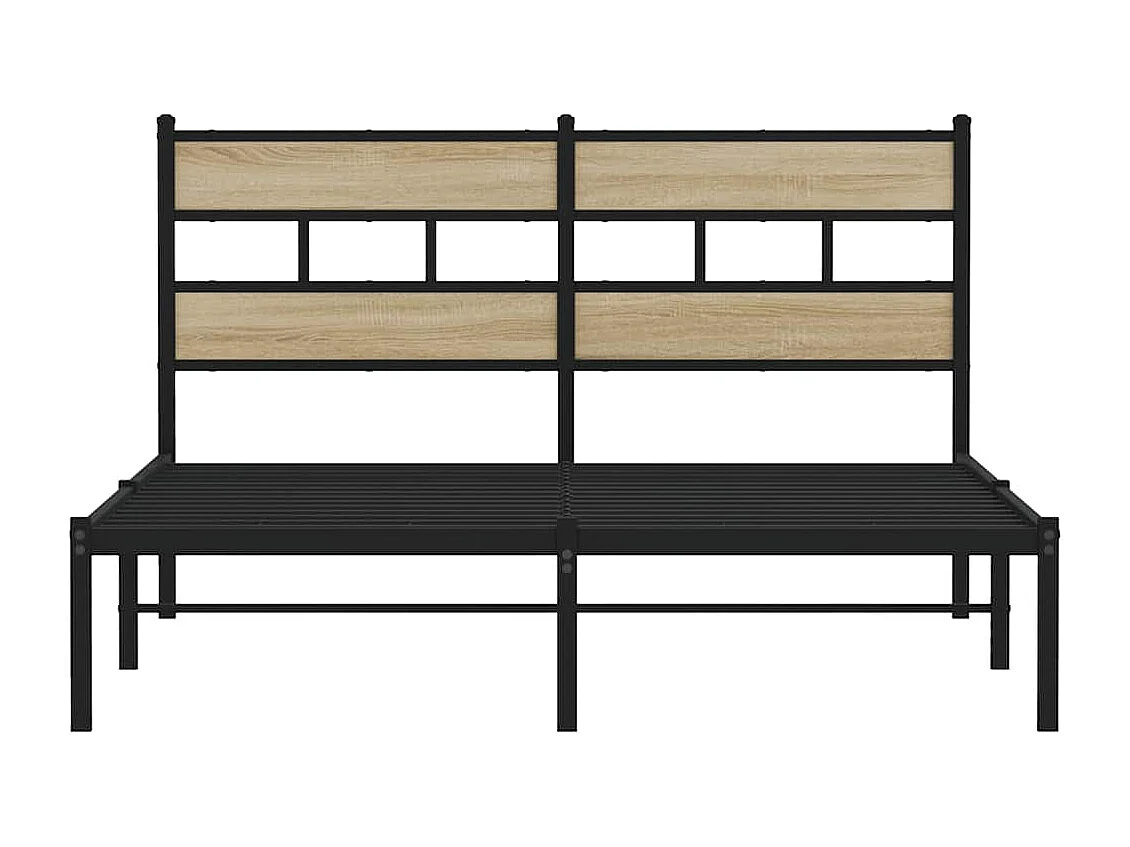 Lit double | Lit adulte | Cadre de lit en métal chêne sonoma 140x190 cm