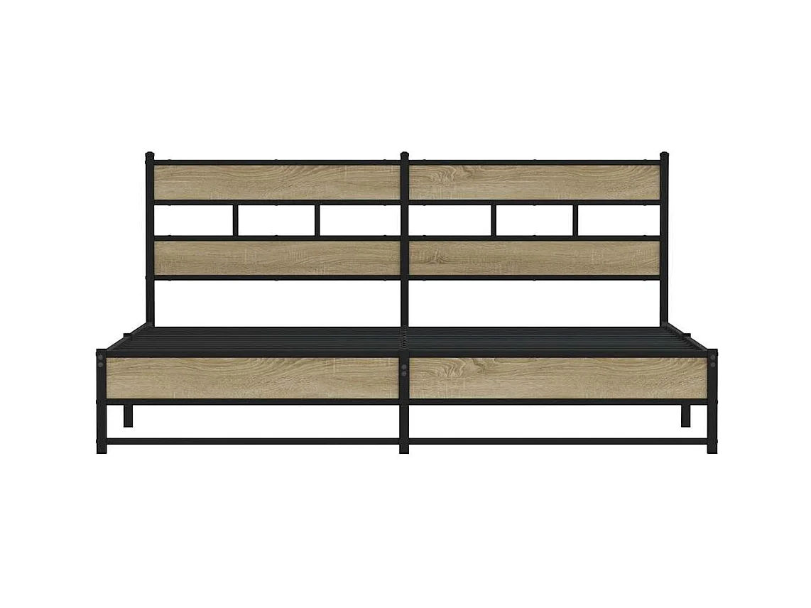 Lit double | Lit adulte | Cadre de lit en métal chêne sonoma 193x203 cm