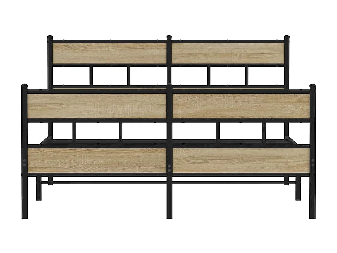 Letto per adulti | Letto matrimoniale | Giroletto senza Materaso in Metallo Rovere Sonoma 135x190 cm