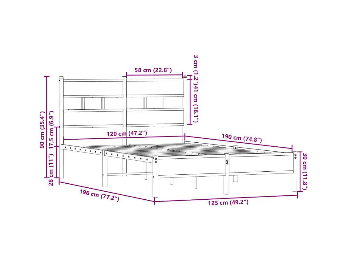Lit simple | Lit adulte, enfant | Cadre de lit avec tête de lit 120x190 cm