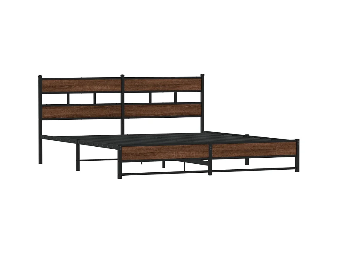 Lit double | Lit adulte | Cadre de lit en métal chêne marron 180x200 cm