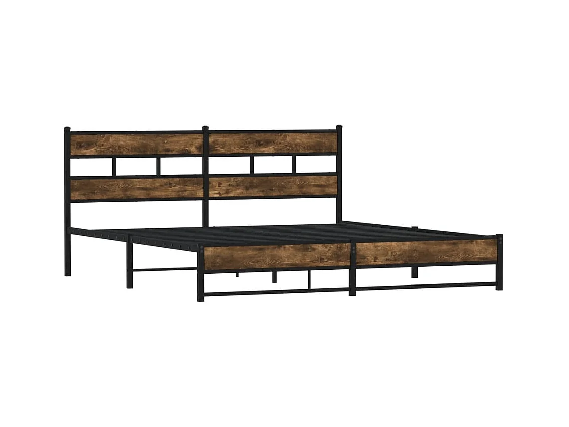 Lit double | Lit adulte | Cadre de lit en métal chêne fumé 200x200 cm