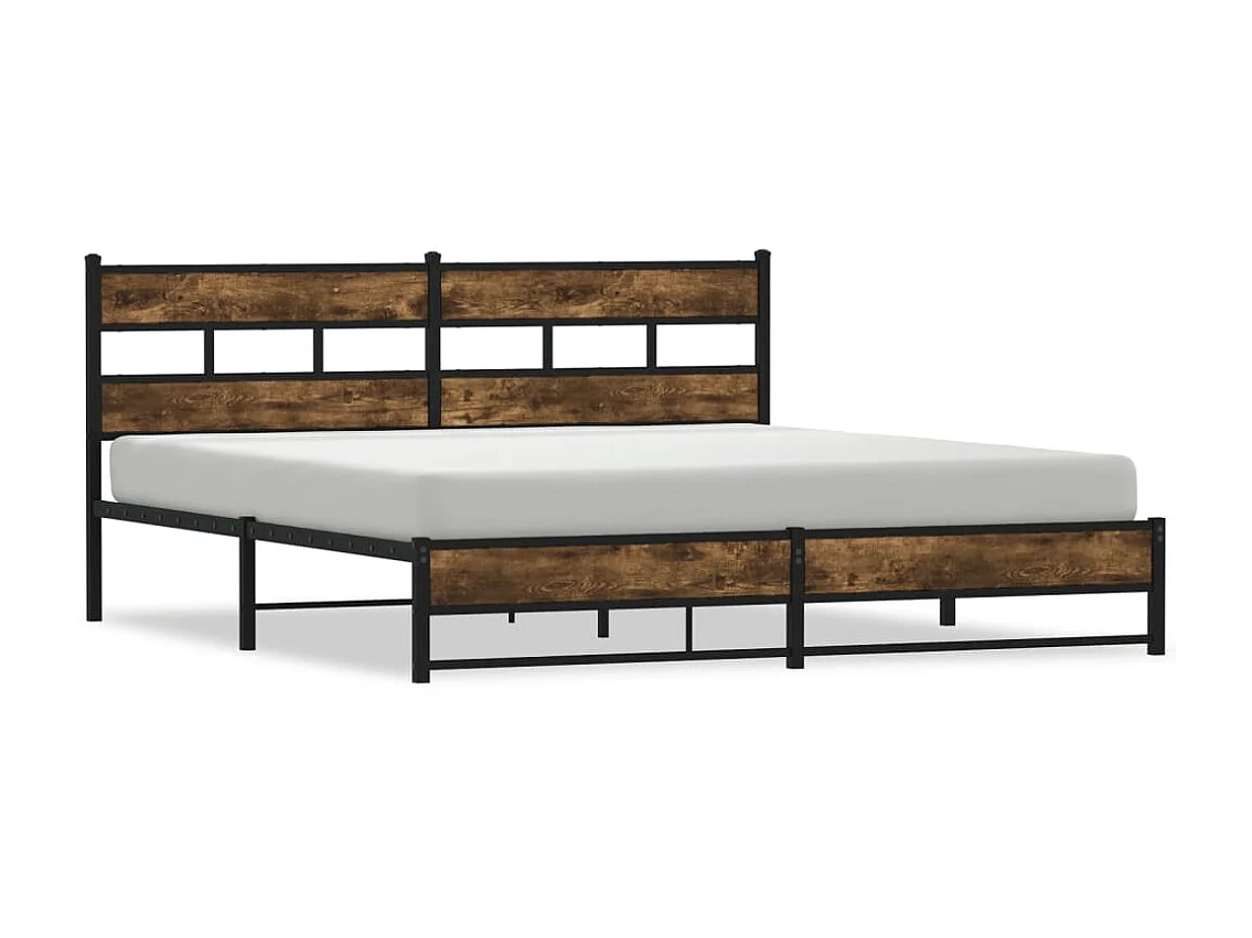 Lit double | Lit adulte | Cadre de lit en métal chêne fumé 200x200 cm
