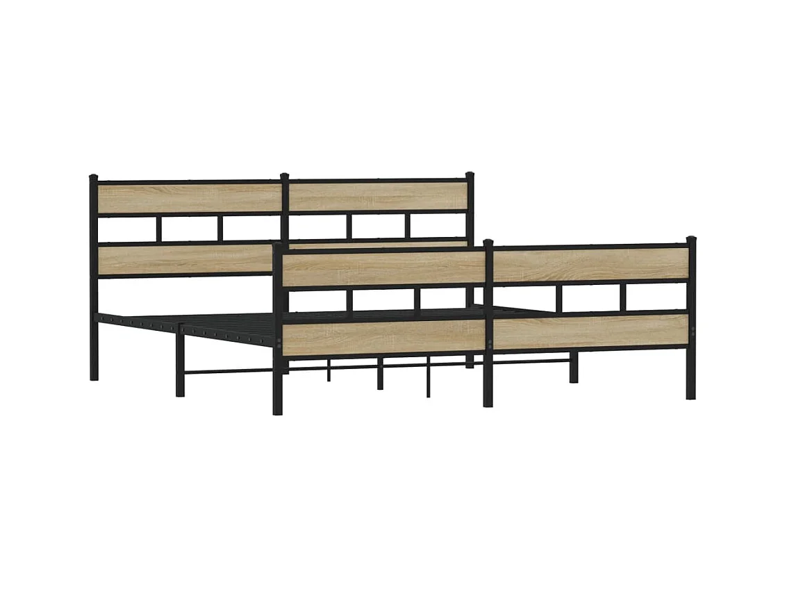 Lit double | Lit adulte | Cadre de lit en métal chêne sonoma 183x213 cm
