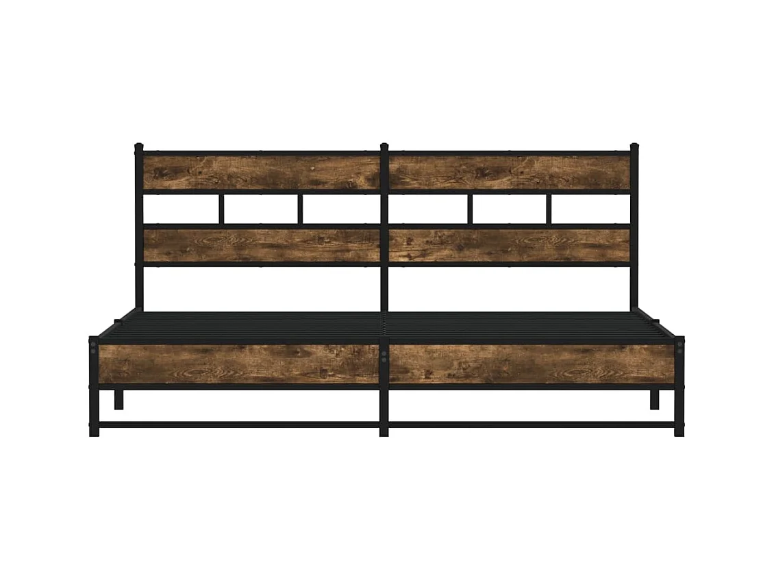 Lit double | Lit adulte | Cadre de lit en métal chêne fumé 193x203 cm