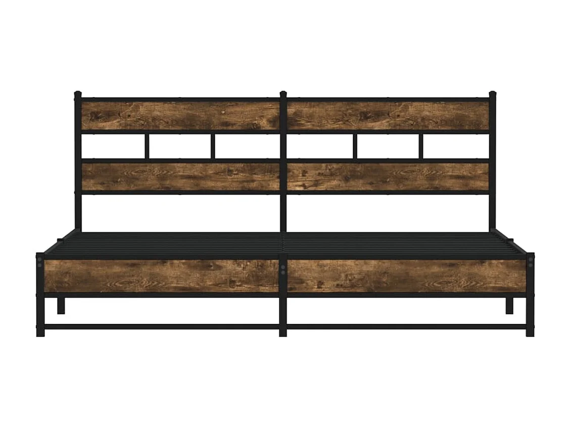 Lit double | Lit adulte | Cadre de lit en métal chêne fumé 193x203 cm