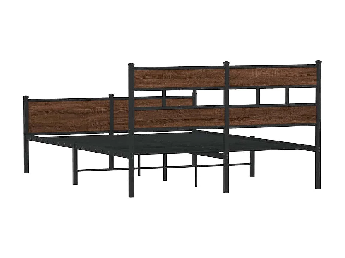 Letto per adulti | Letto matrimoniale | Giroletto senza Materasso Rovere Marrone 150x200 cm Truciolato