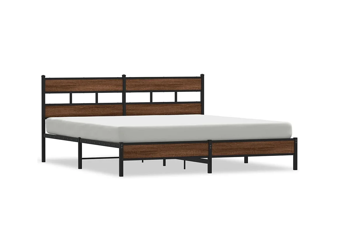 Lit double | Lit adulte | Cadre de lit en métal chêne marron 193x203 cm