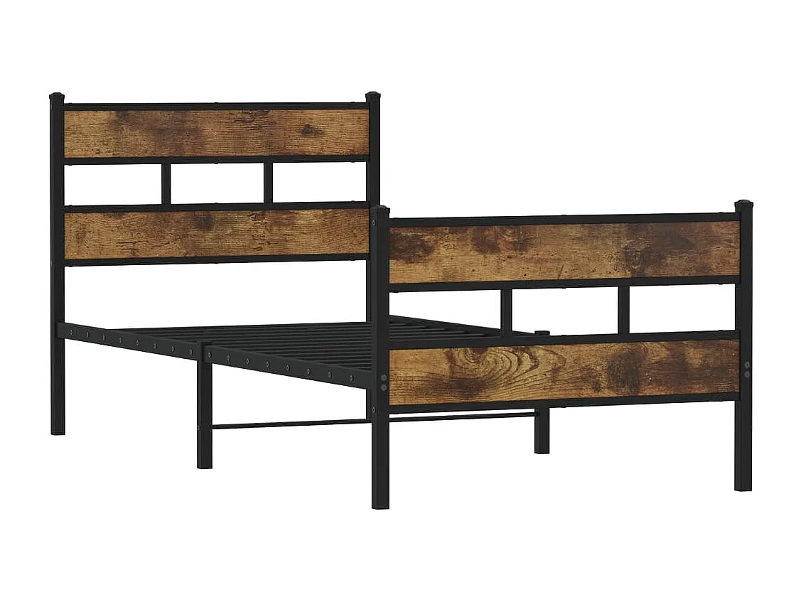 Letto per adulti | Letto singolo | Giroletto senza Materaso in Metallo Rovere Fumo 90x200 cm