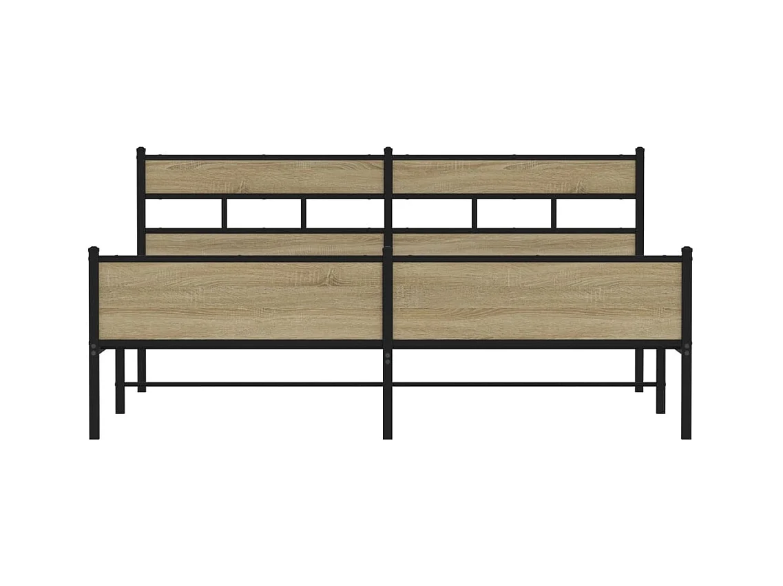 Lit double | Lit adulte | Cadre de lit en métal chêne sonoma 200x200 cm