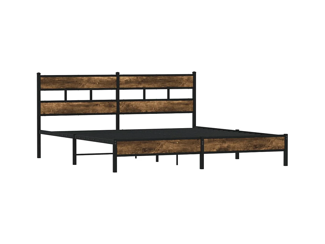 Lit double | Lit adulte | Cadre de lit en métal chêne fumé 193x203 cm