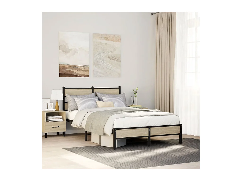 Lit simple | Lit adulte, enfant | Cadre de lit chêne sonoma 120x190 cm