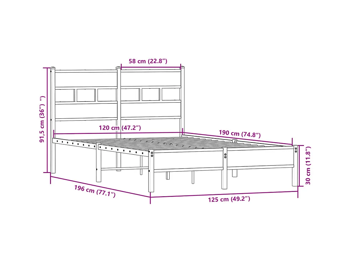 Lit simple | Lit adulte, enfant | Cadre de lit chêne sonoma 120x190 cm