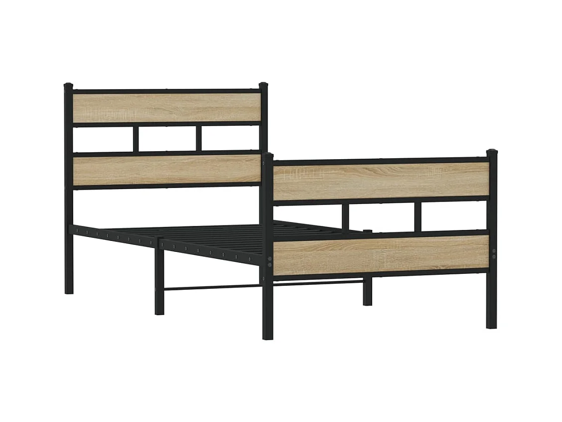 Lit simple | Lit adulte, enfant | Cadre de lit en métal chêne sonoma 90x200 cm