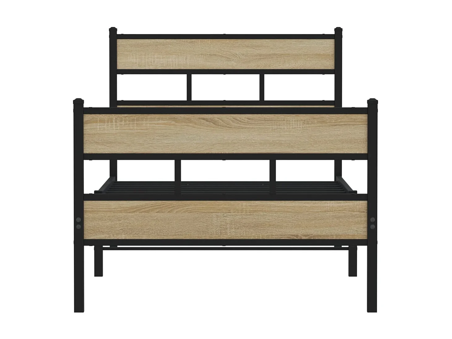 Letto per adulti | Letto singolo | Giroletto senza Materaso in Metallo Rovere Sonoma 90x200 cm